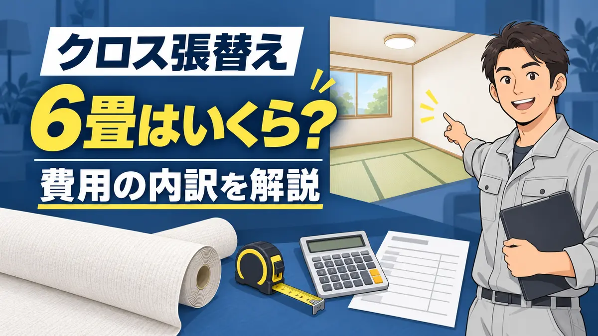 6畳のクロス張替え費用と内訳を解説するアイキャッチ
